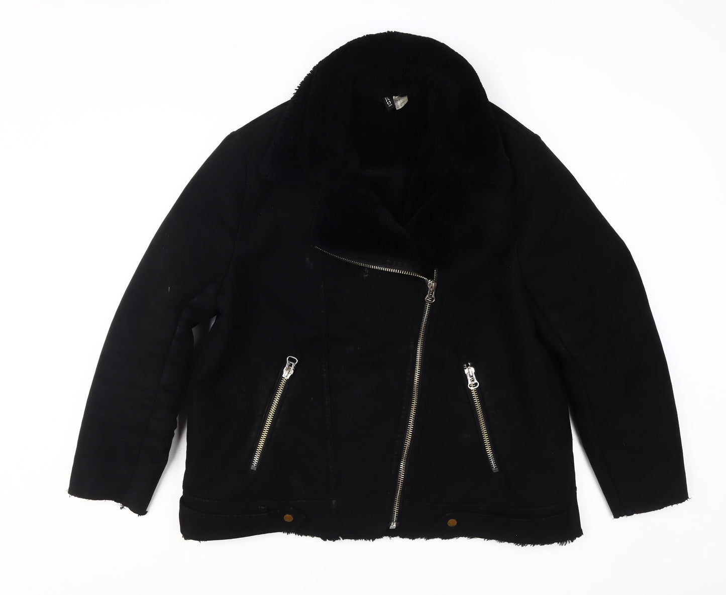 H&M Women's Black Motorcycle Jacket, Size 14