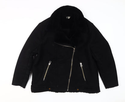 H&M Women's Black Motorcycle Jacket, Size 14