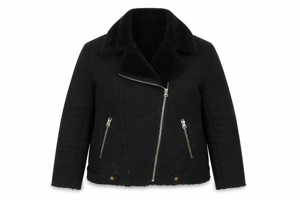 H&M Women's Black Motorcycle Jacket, Size 14