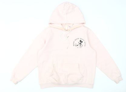 Preloved Disney Women's Pink Mickey Mouse Pullover Hoodie M - Front