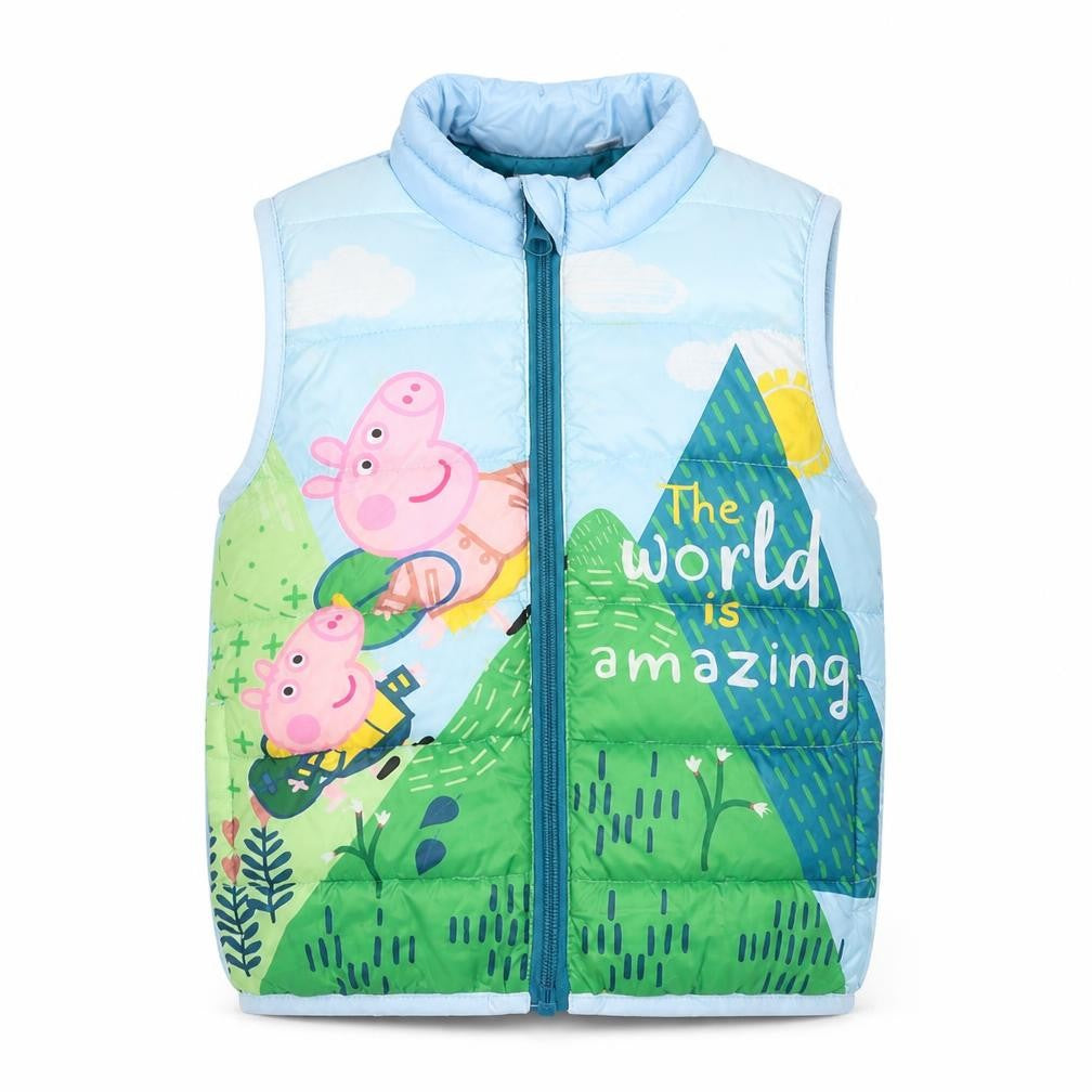 Peppa Pig Boys Blue Puffer Jacket 2-3 Years Quilted Lined