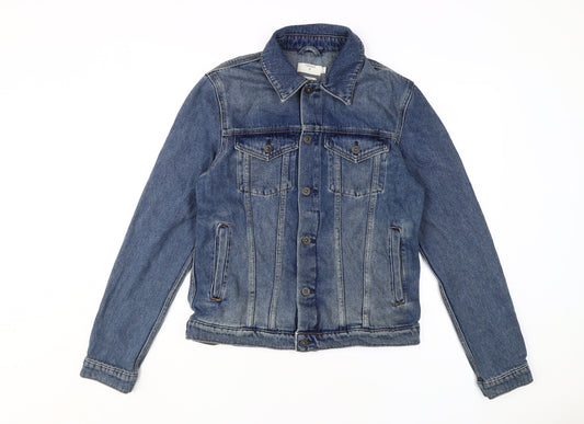 Topman Men's Blue Denim Basic Jacket Size S