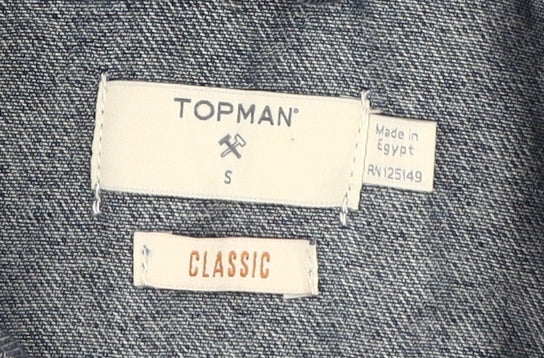 Topman Men's Blue Denim Basic Jacket Size S