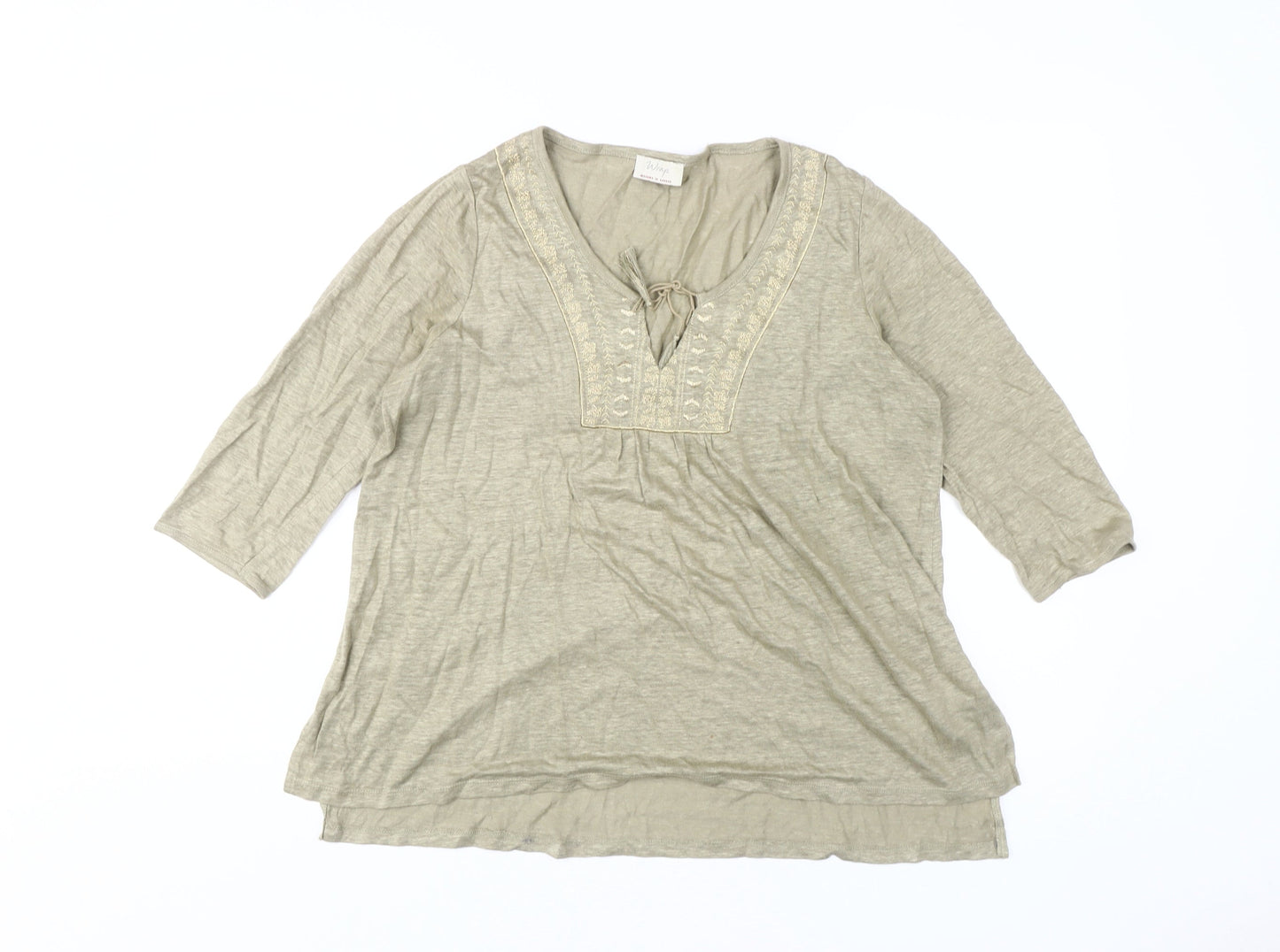 Wrap Women's Beige Tunic Blouse, Size 8, Linen, Casual