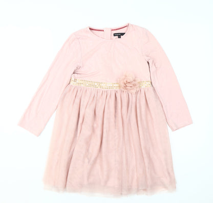 Marks & Spencer Girls Pink Dress, Long Sleeve, 6-7 Years