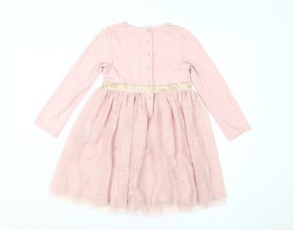 Marks & Spencer Girls Pink Dress, Long Sleeve, 6-7 Years