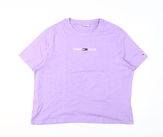 Tommy Jeans Women's Purple 2XL T-Shirt, Short Sleeve, Cotton