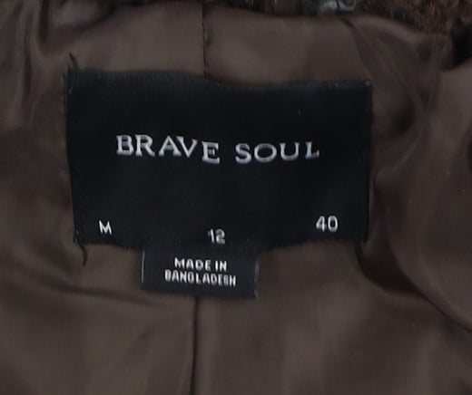 Brave Soul Women's Brown Overcoat, M, Classic, Lined