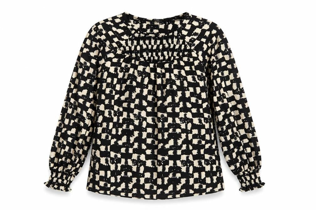Next Women's Black Geometric Tunic Blouse Size 14