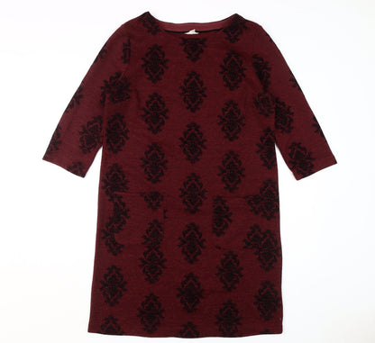 White Stuff Women's Red Geometric Shift Dress Size 14