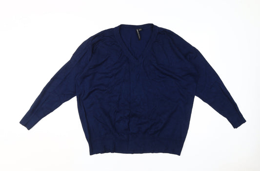 Capsule Women's Blue V-Neck Plus Pullover Jumper Size 20/22