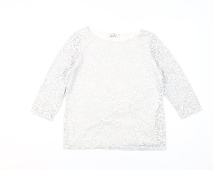 Additional front view of Marks & Spencer Ivory Lace Blouse, UK 10, 3/4 Sleeve