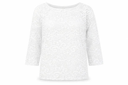 Front view of Marks & Spencer Ivory Lace Blouse, UK 10, 3/4 Sleeve