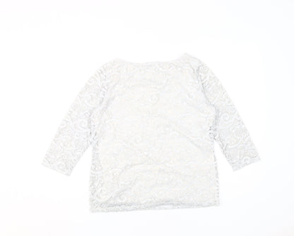 Back view of Marks & Spencer Ivory Lace Blouse, UK 10, 3/4 Sleeve