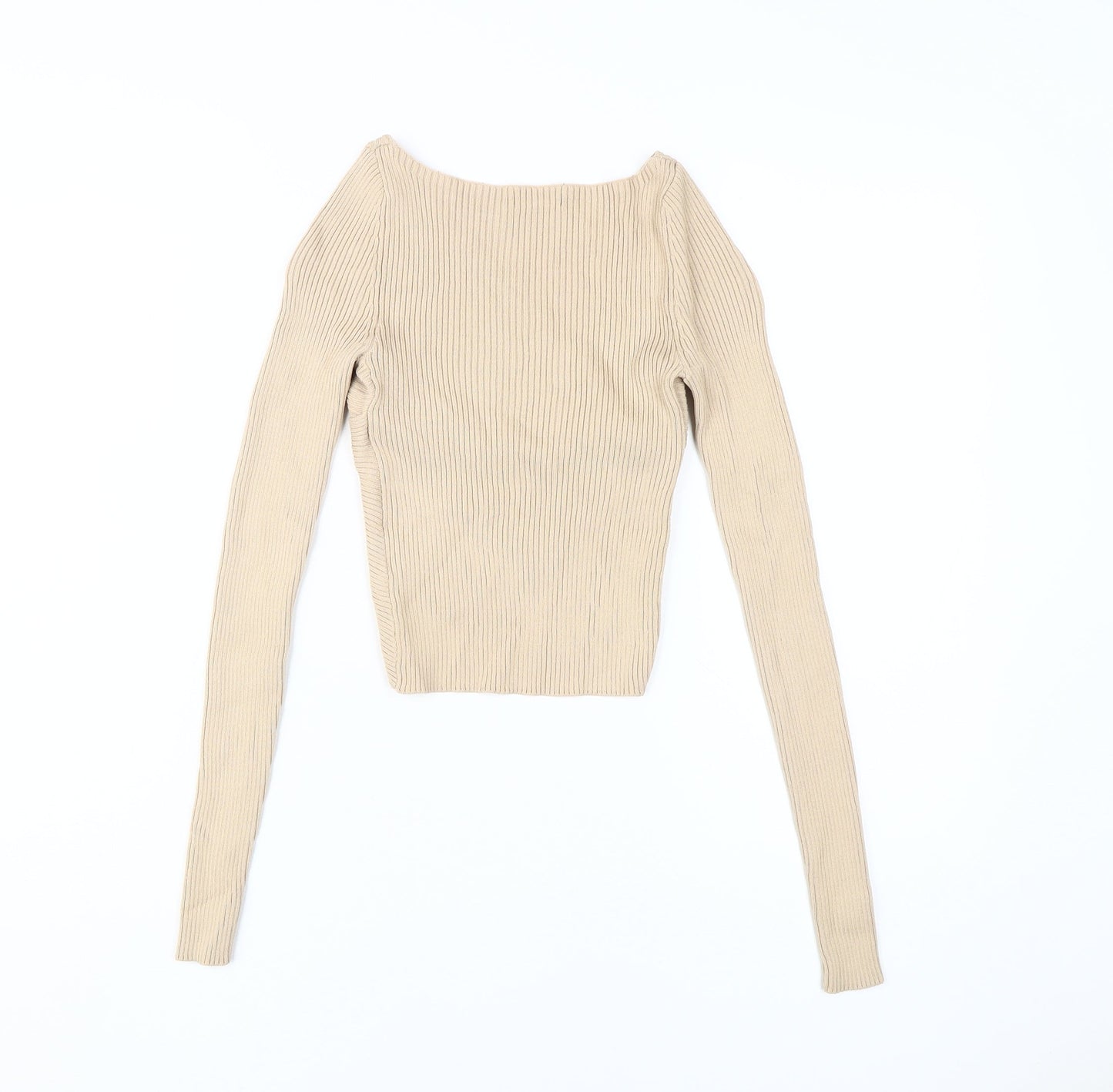 H&M Women's Beige Wrap V-Neck Knit Blouse Size 6