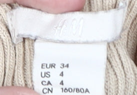 H&M Women's Beige Wrap V-Neck Knit Blouse Size 6