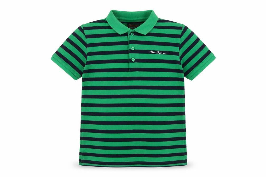 Ben Sherman Boys Green Striped Polo, 10-11 Years, Classic Style