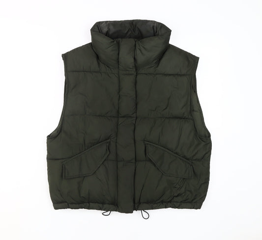 H&M Women’s Green Puffer Waistcoat, S, Outdoor