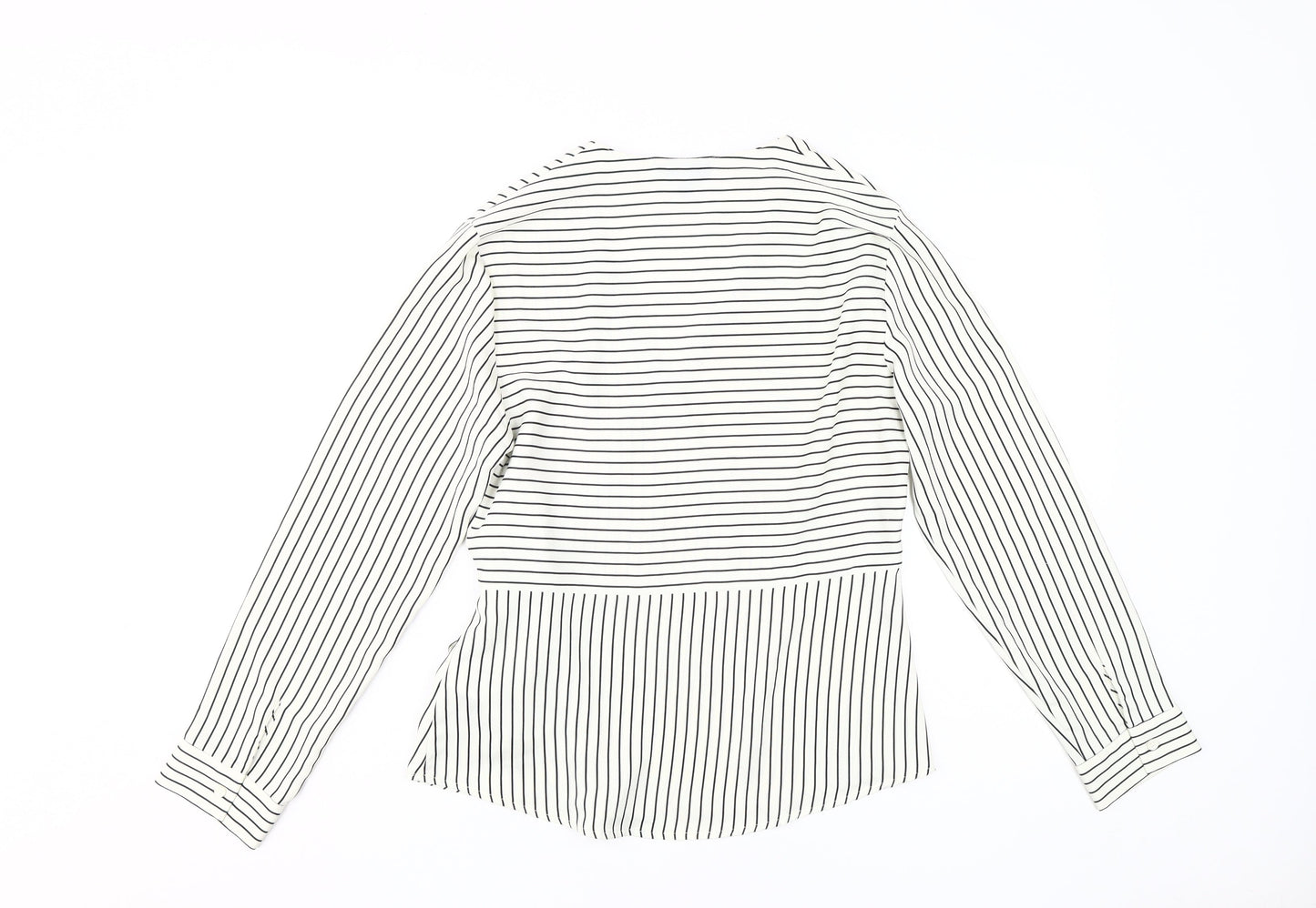 Topshop Women's White Striped Wrap Blouse, Size 10