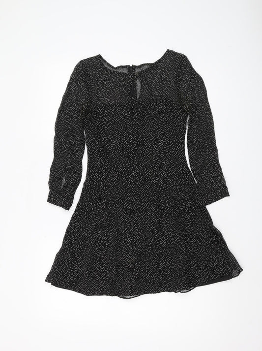 J.Crew Women's Black Polka Dot A-Line Dress Size 4
