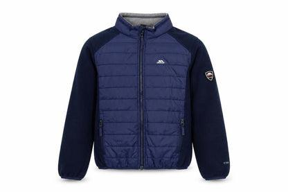 Front view of Trespass boys’ blue puffer jacket 11-12 years winter coat
