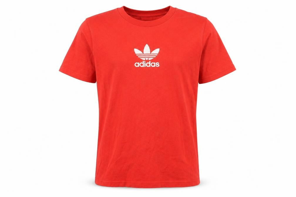 Adidas Men's Red Medium Crew Neck Logo T-Shirt