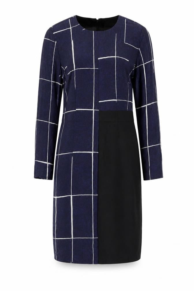 Whistles Women's Blue Check Sheath Dress Size 8