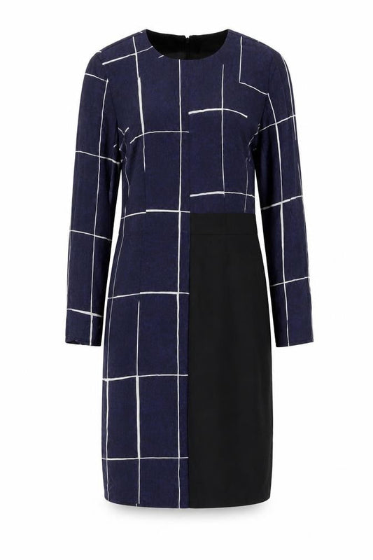 Whistles Women's Blue Check Sheath Dress Size 8