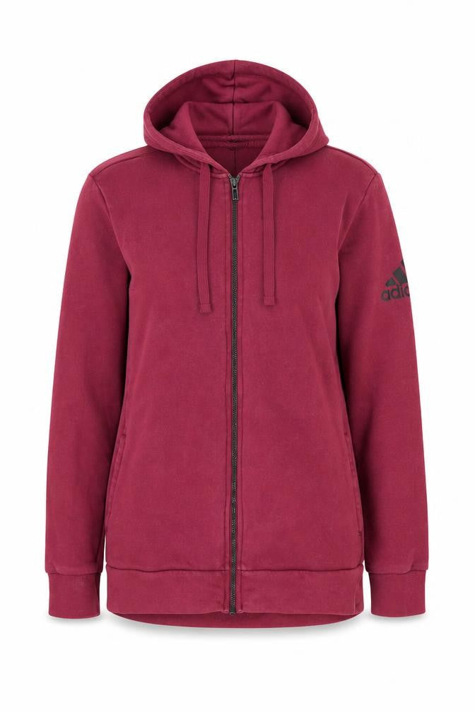 Adidas Women's Red Hooded Full Zip Hoodie Size S