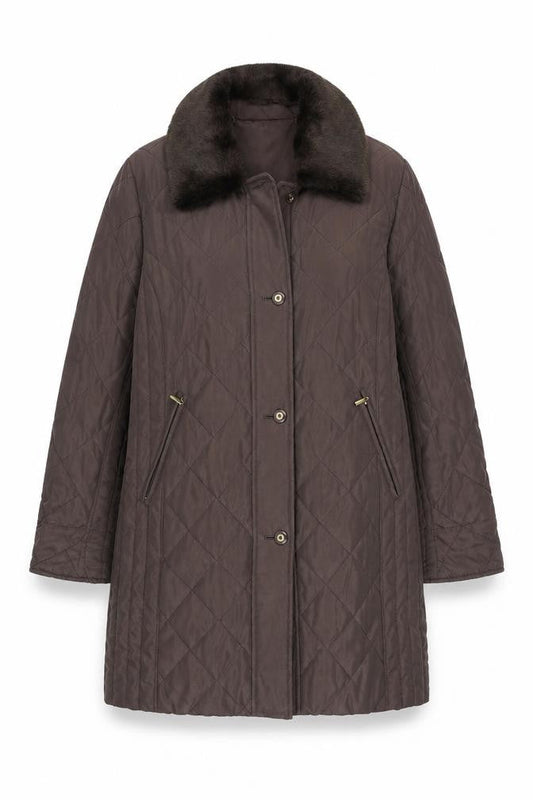 Eastex Women's Brown Quilted Long Coat Size 10