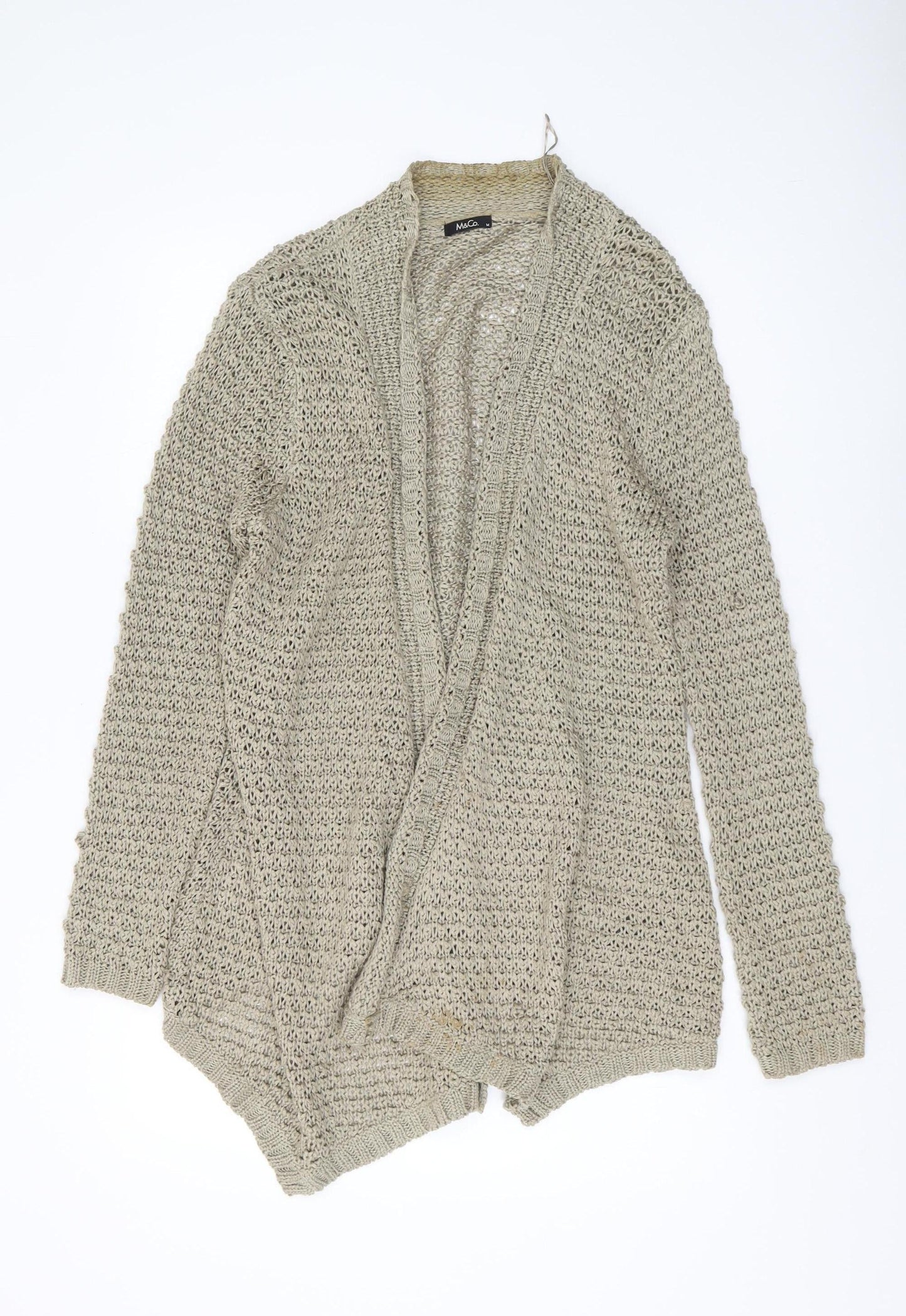 M&Co Women's Beige Open-Knit Cardigan - M