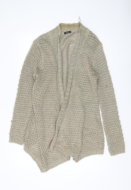 M&Co Women's Beige Open-Knit Cardigan - M