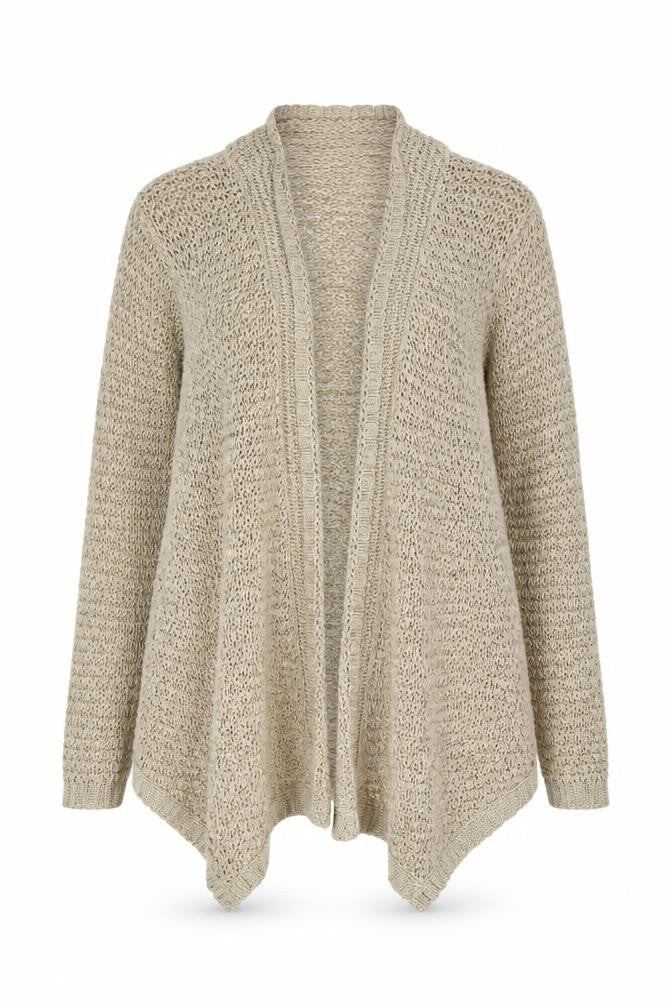 M&Co Women's Beige Open-Knit Cardigan - M