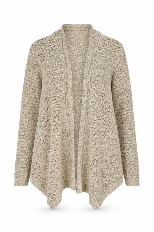 M&Co Women's Beige Open-Knit Cardigan - M