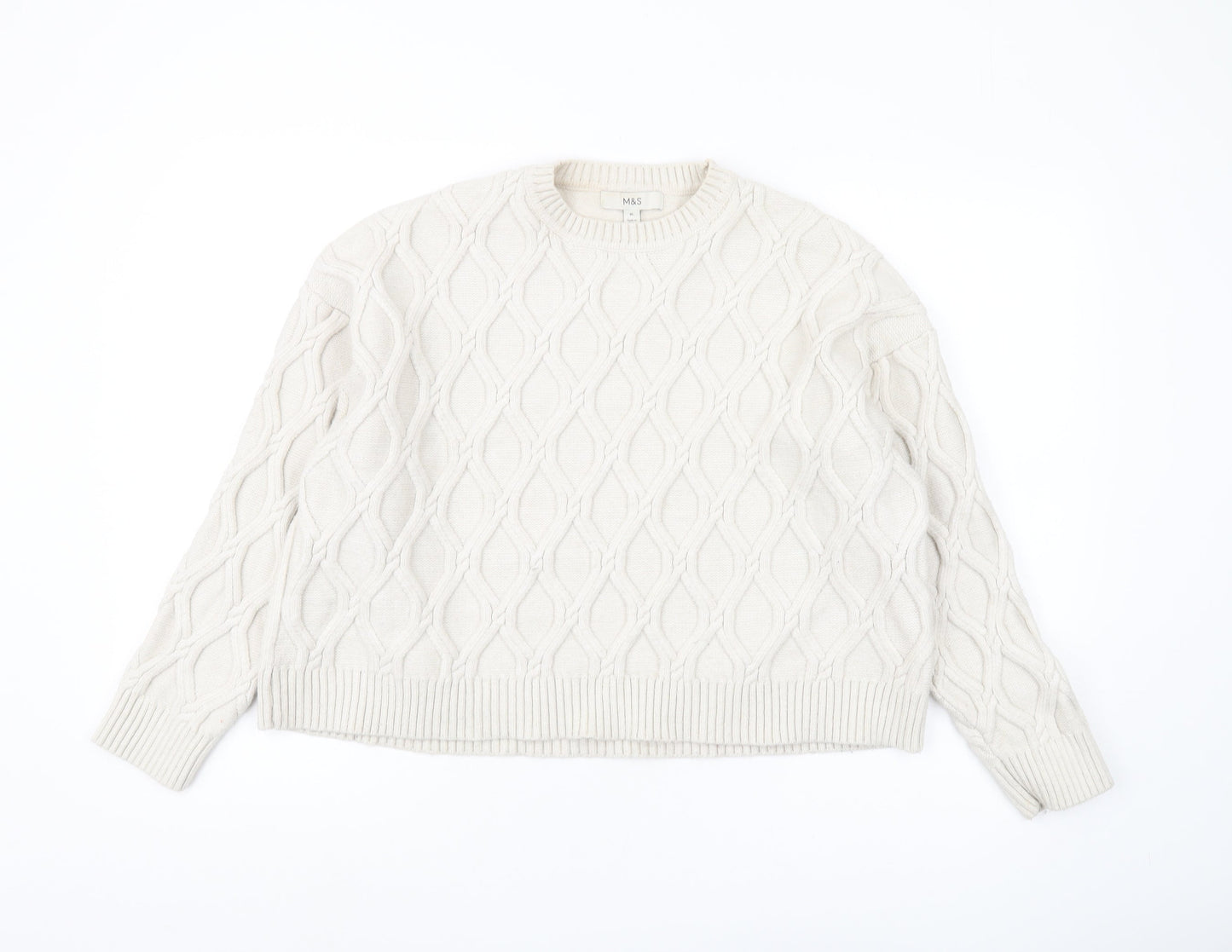 Marks and Spencer Women's Ivory Crew Neck Pullover Jumper XL
