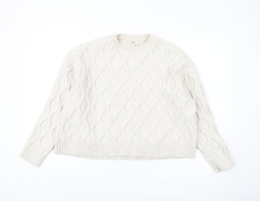 Marks and Spencer Women's Ivory Crew Neck Pullover Jumper XL