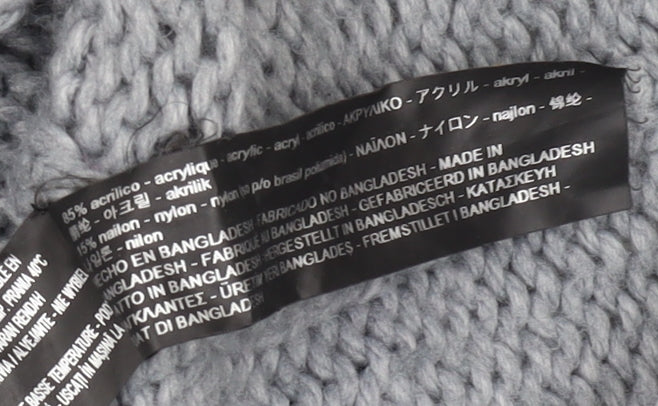 Zara Women's Grey Chunky Knit Jumper Size S