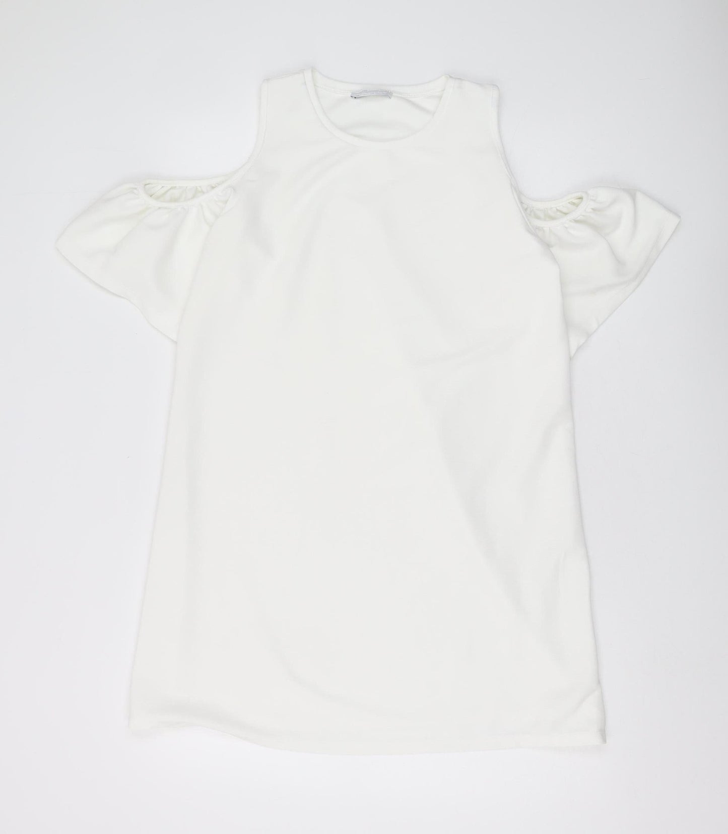 Zara Women White A-Line Dress L Cold Shoulder