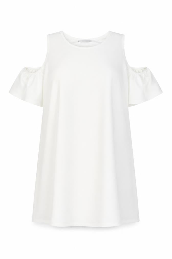 Zara Women White A-Line Dress L Cold Shoulder