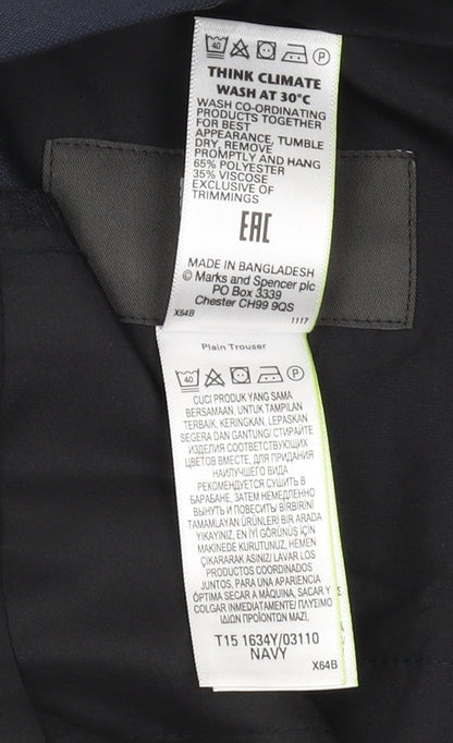 Marks & Spencer Men's Blue Regular Fit Trousers, L