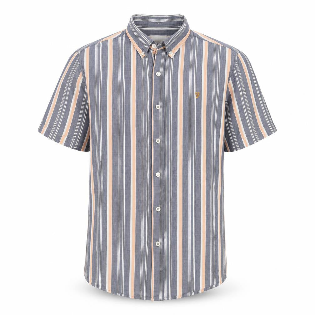 Farah Men's Black Striped Classic Medium Shirt