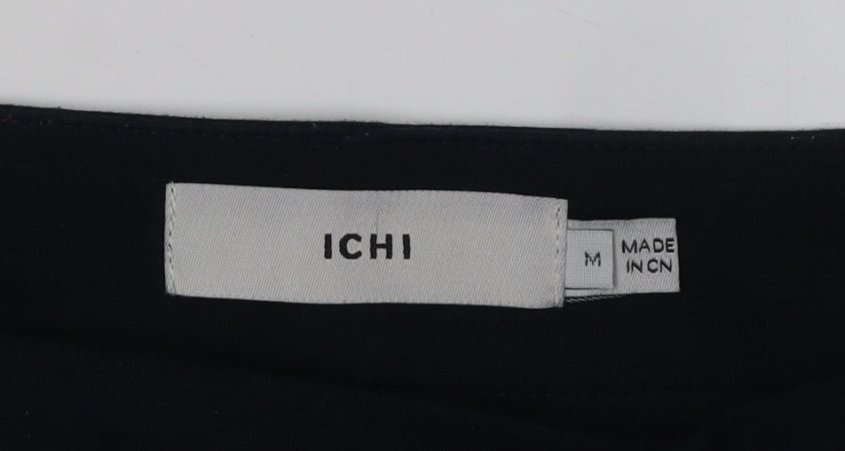 ICHI Women's Black Trousers M Regular Fit
