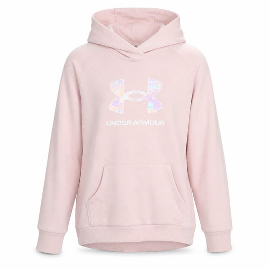 Under Armour Girls Pink Pullover Hoodie – Size L, Sports Style