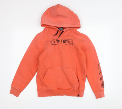 Additional front view of Animal boys’ orange hoodie 9-10 years fleece pullover