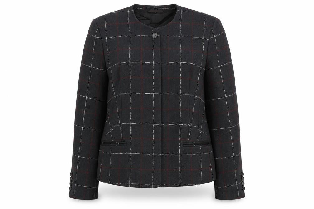 Austin Reed Women's Grey Check Wool Blazer, Size 12, Classic