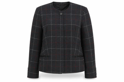 Austin Reed Women's Grey Check Wool Blazer, Size 12, Classic