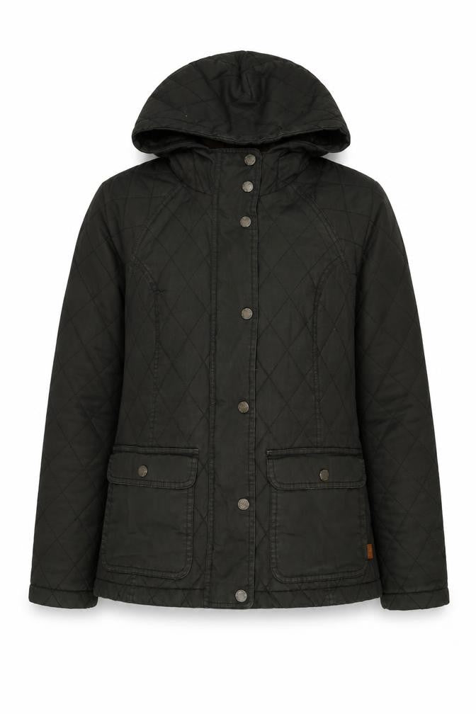 FatFace Quilted Hooded Jacket, Green, Size 10 - Women's