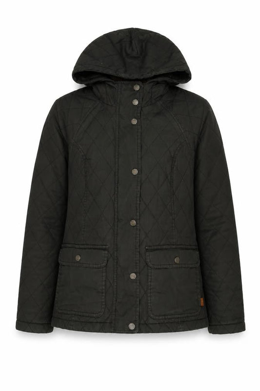 FatFace Quilted Hooded Jacket, Green, Size 10 - Women's