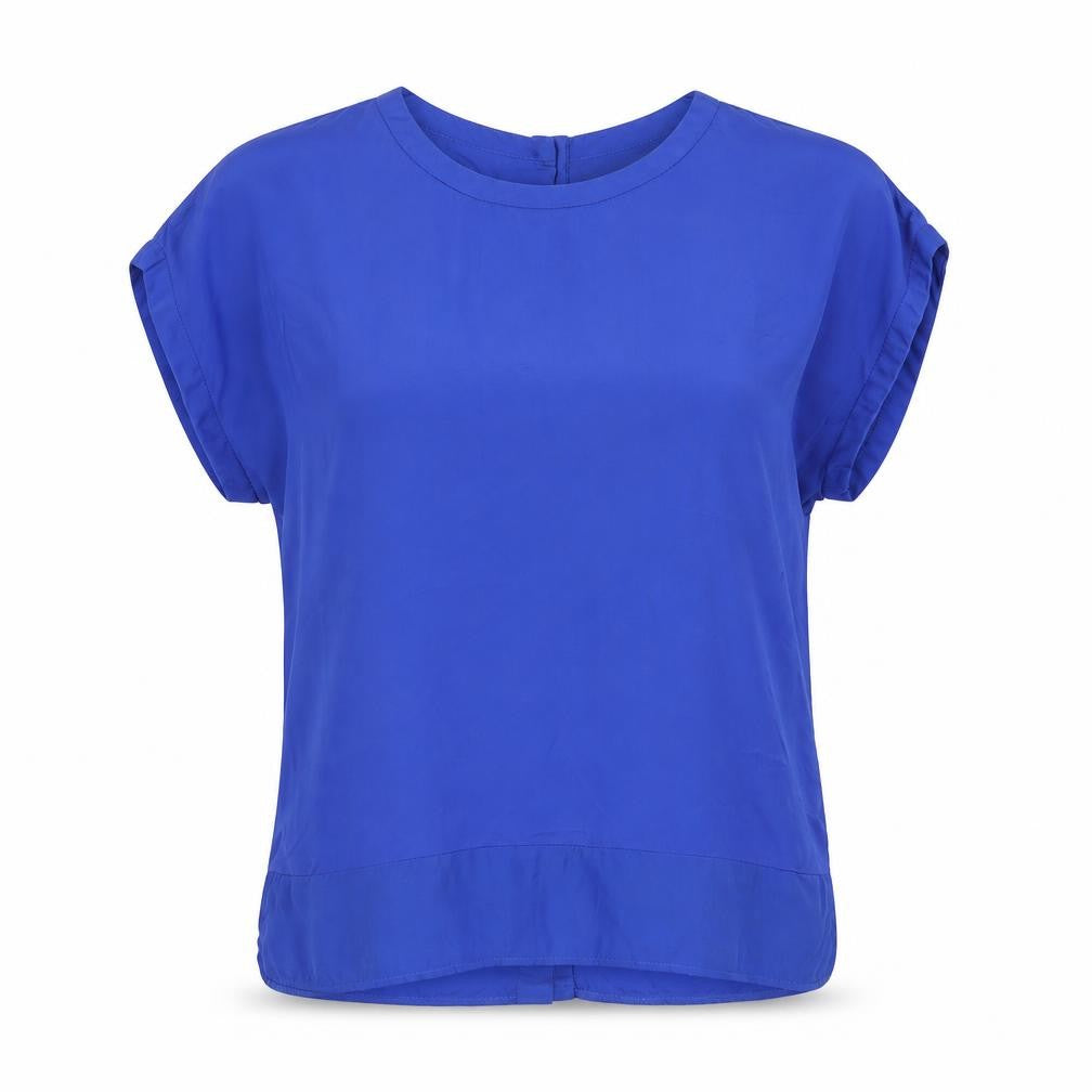 Reiss Women's Blue Blouse UK 4 Solid Short Sleeve