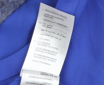 Reiss Women's Blue Blouse UK 4 Solid Short Sleeve